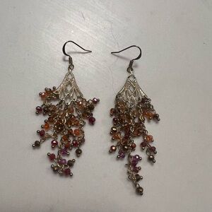 Elegant Gold Orange and Brown Chandelier Earrings